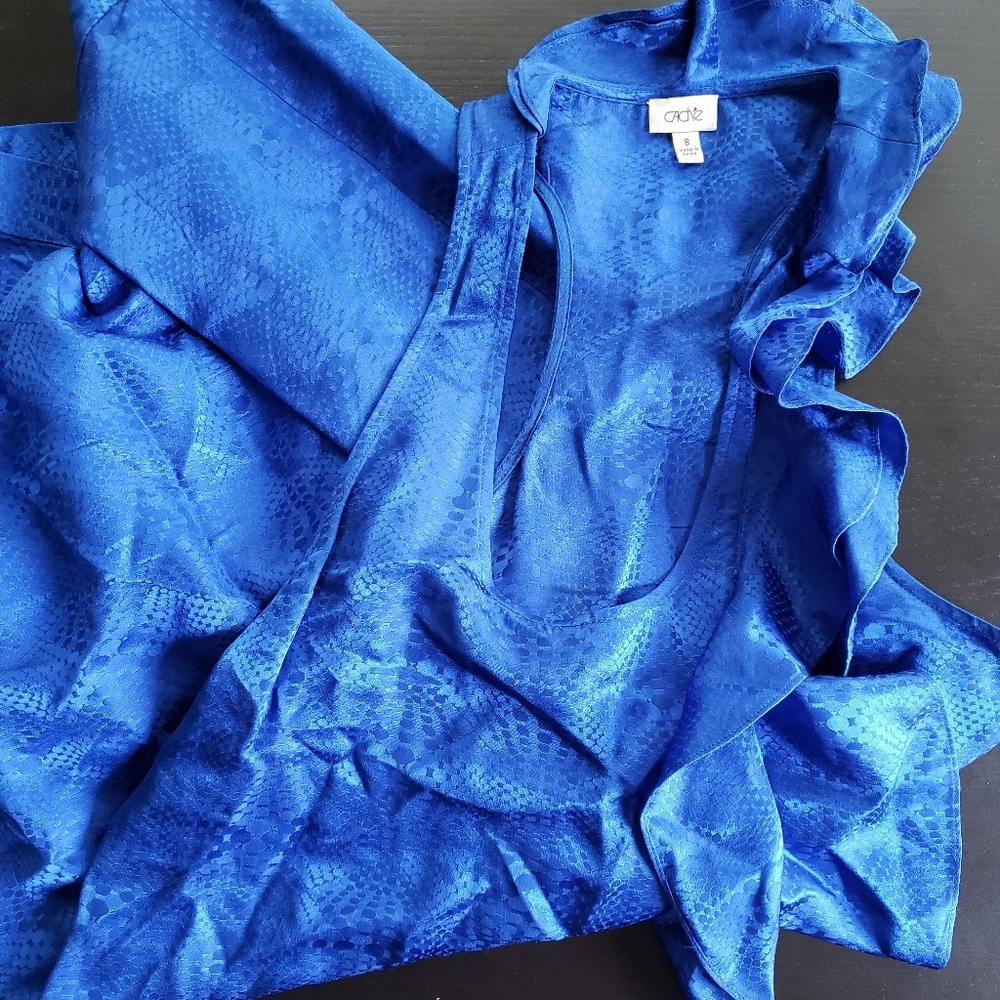 Royal blue silk top